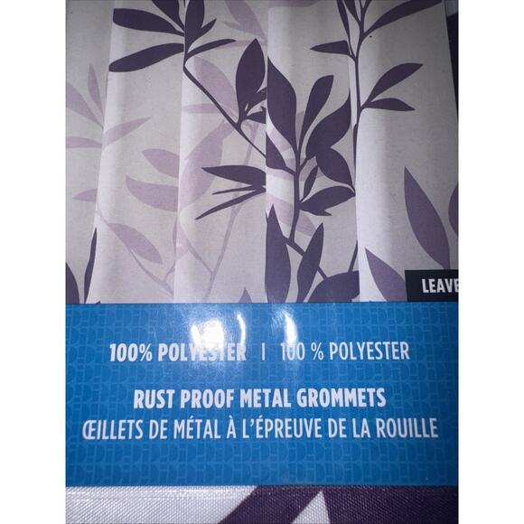 NIP interDesign Purple Leaves Shower Curtain 72" x 72" New - Picture 3 of 5